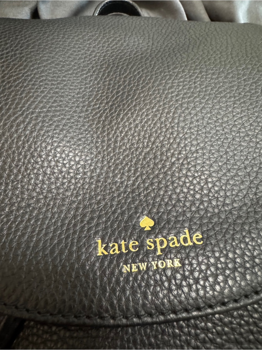 Kate Spade Leila Medium Flap Black Pebbled Leather Backpack - Picture 13 of 16